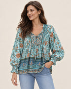Anita | Gemusterte Bluse mit Bindedetail