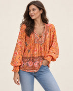 Anita | Gemusterte Bluse mit Bindedetail