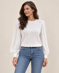 Bianca | Bluse mit Laternenärmeln – am Valtor-Modell