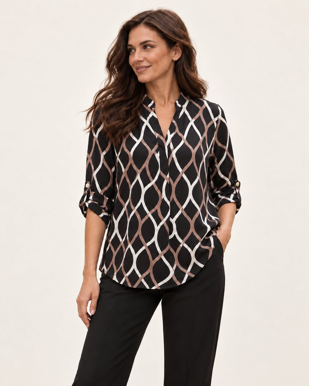 Janny | Langarmbluse mit geometrischem Muster