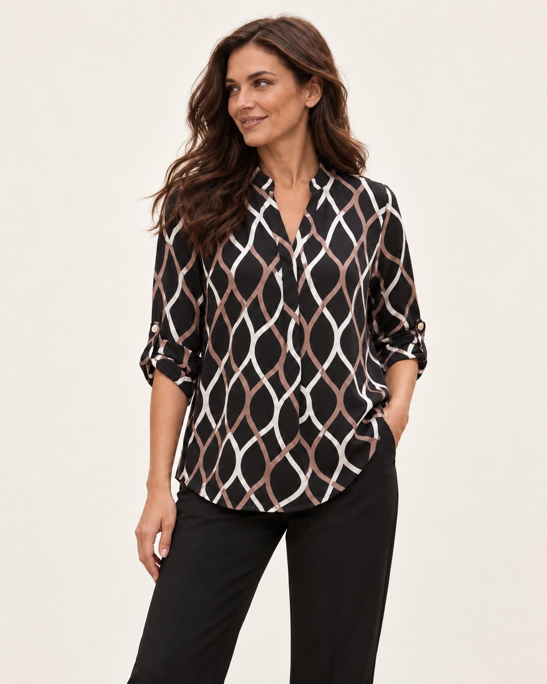 Janny | Langarmbluse mit geometrischem Muster