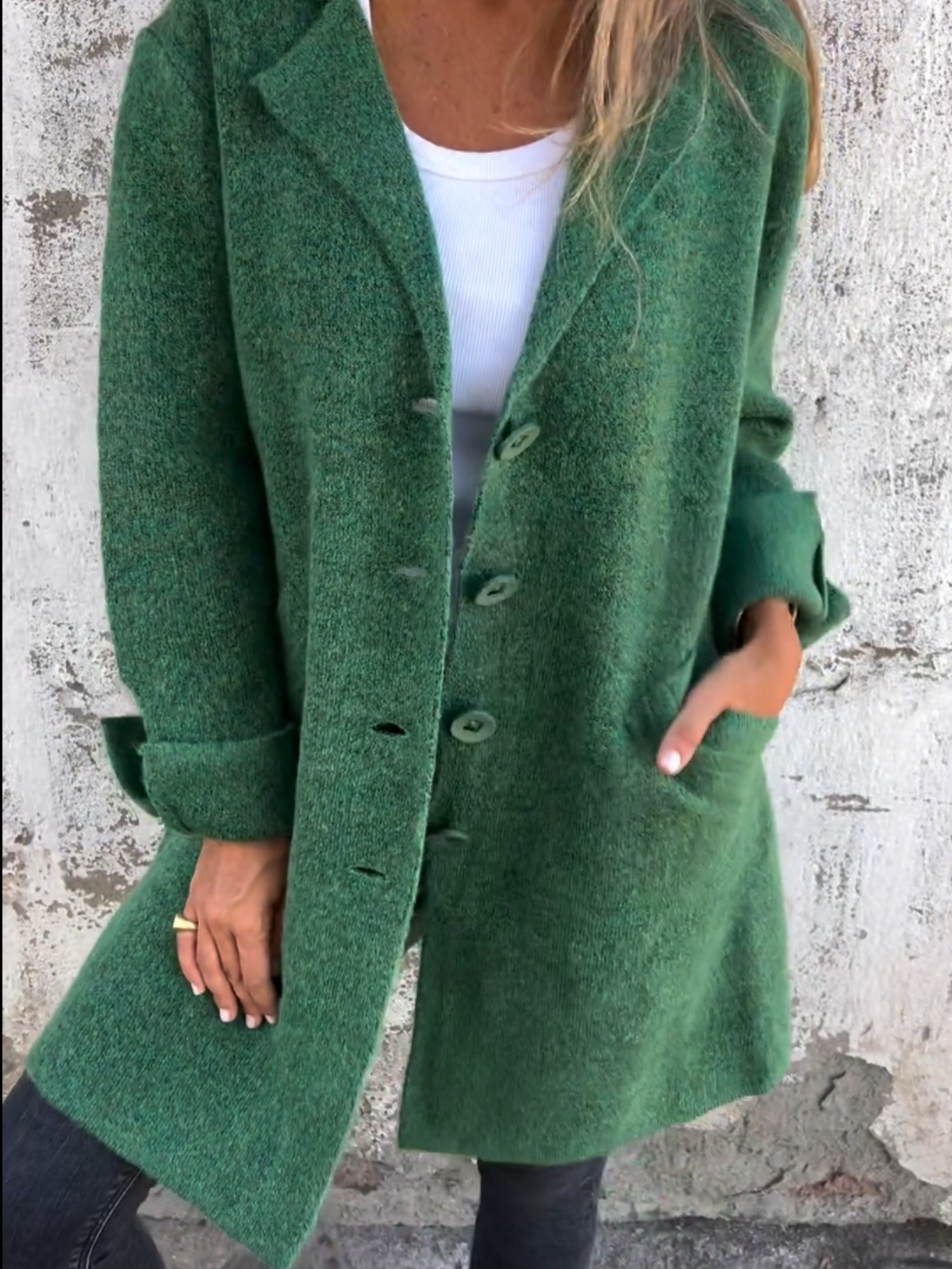 Betsy | Lange Strickjacke mit Reverskragen