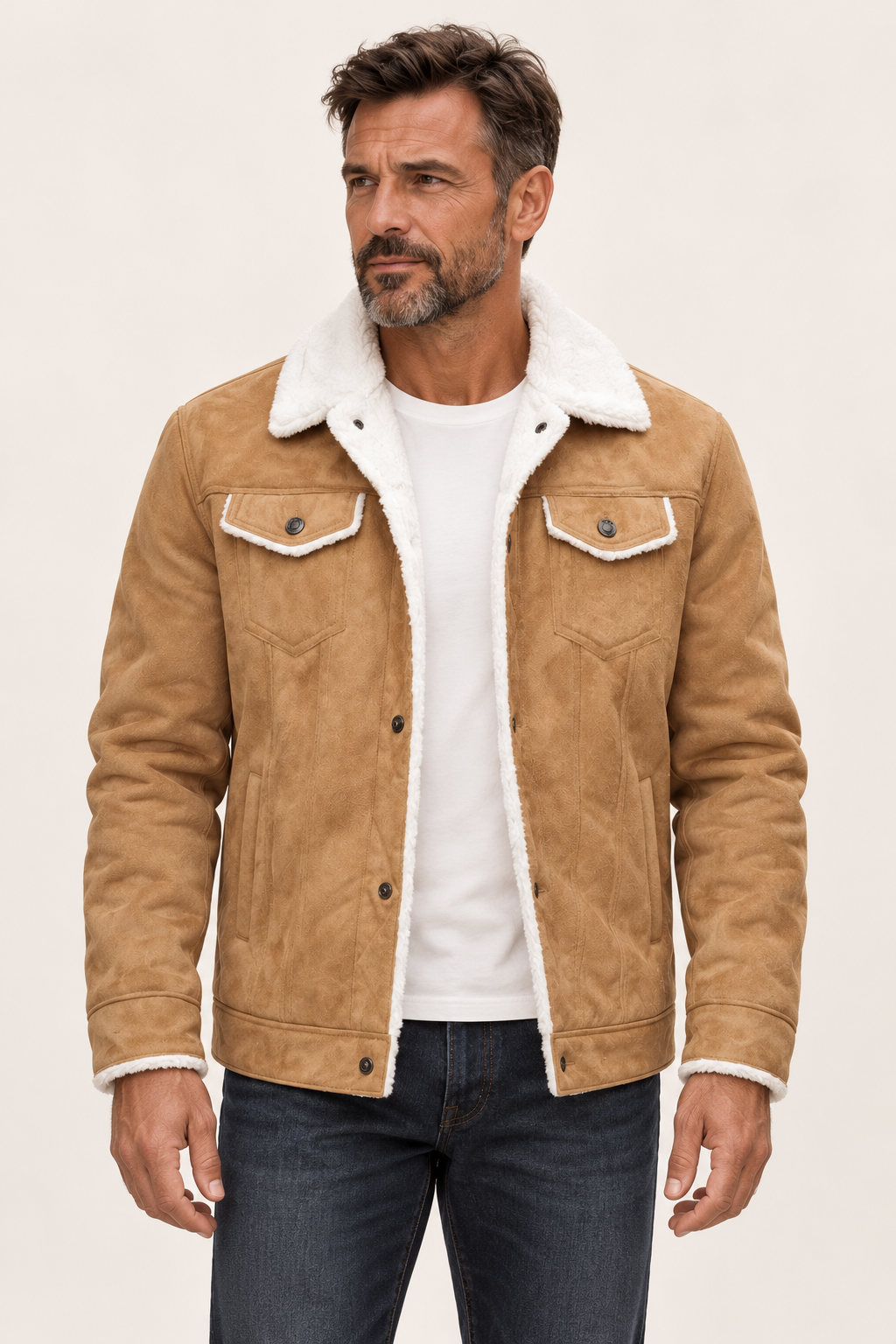 Ralf | Jacke mit Kontrastkragen in Veloursoptik – Valtor