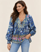 Anita | Gemusterte Bluse mit Bindedetail