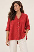 Joyce | Bluse mit V-Ausschnitt und Rüschendetails – Valtor