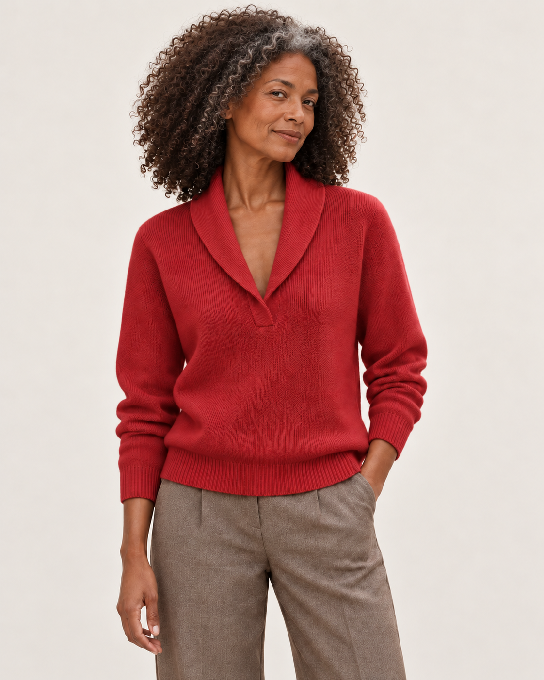 Elise | Pullover mit V-Ausschnitt und Schalkragen