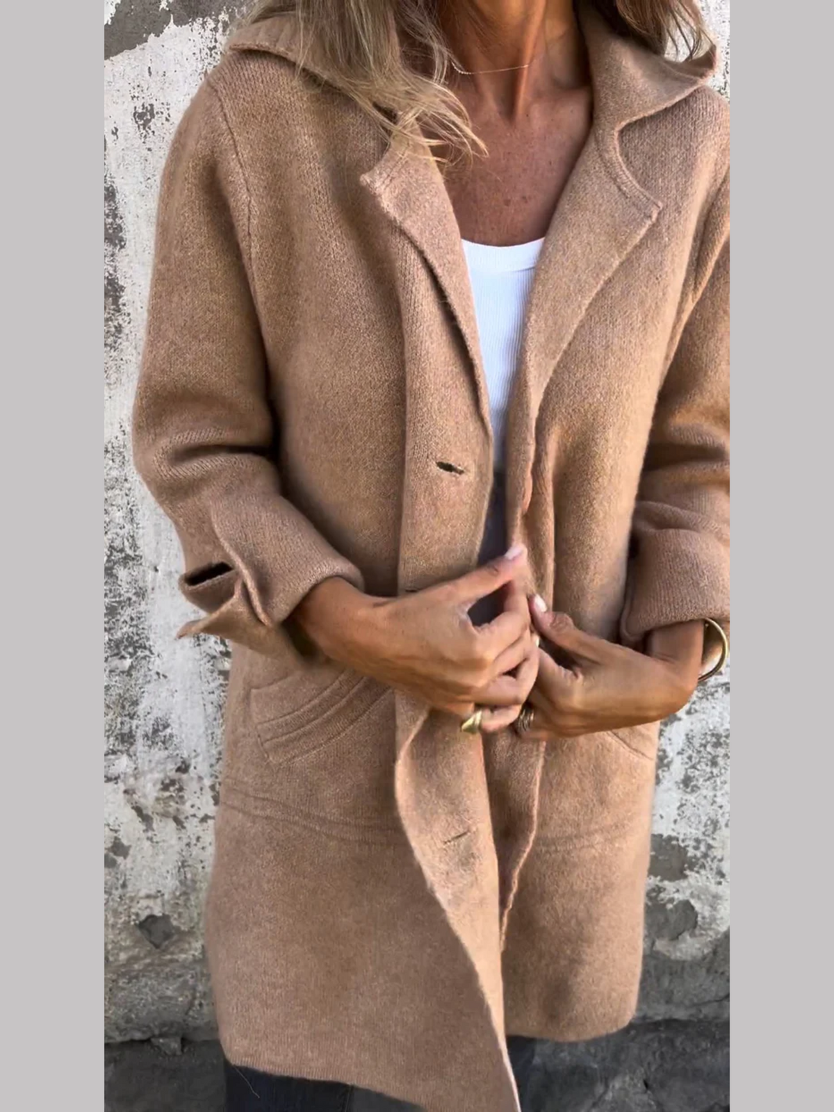 Betsy | Lange Strickjacke mit Reverskragen