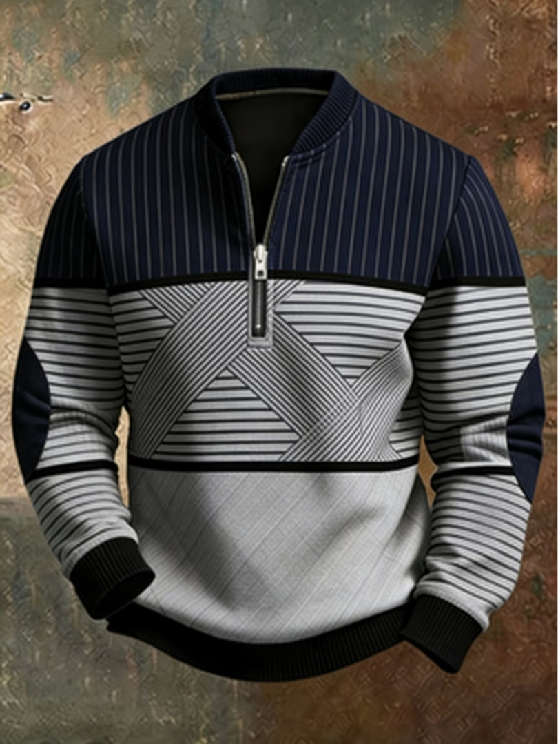 Viktor | Half-Zip-Pullover mit geometrischem Muster