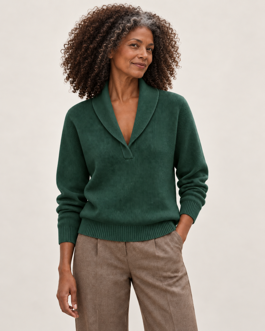 Elise | Pullover mit V-Ausschnitt und Schalkragen