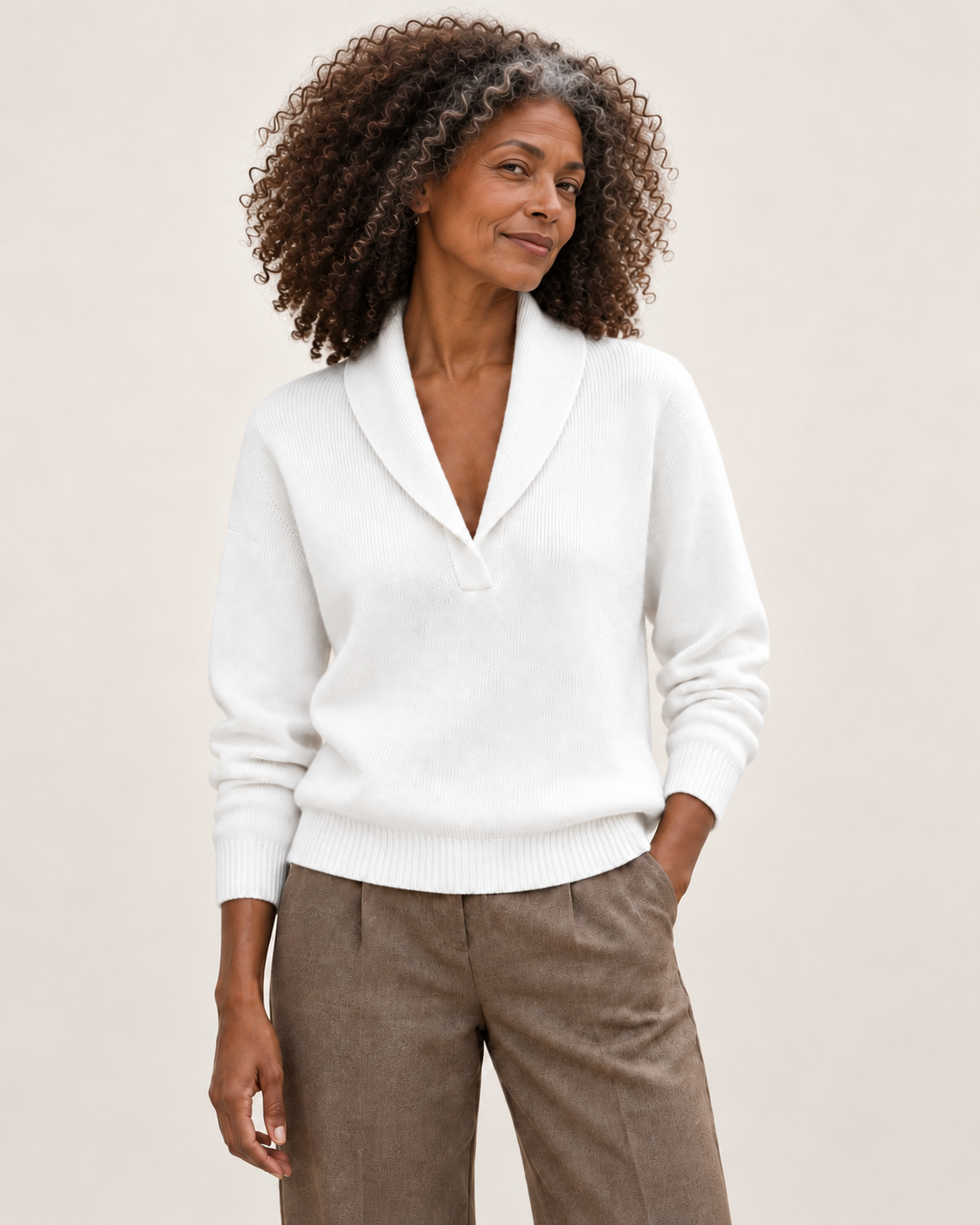 Elise | Pullover mit V-Ausschnitt und Schalkragen