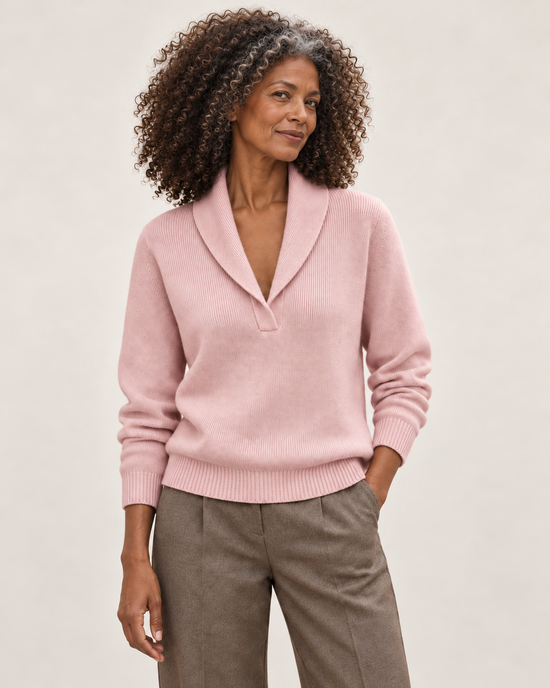 Elise | Pullover mit V-Ausschnitt und Schalkragen