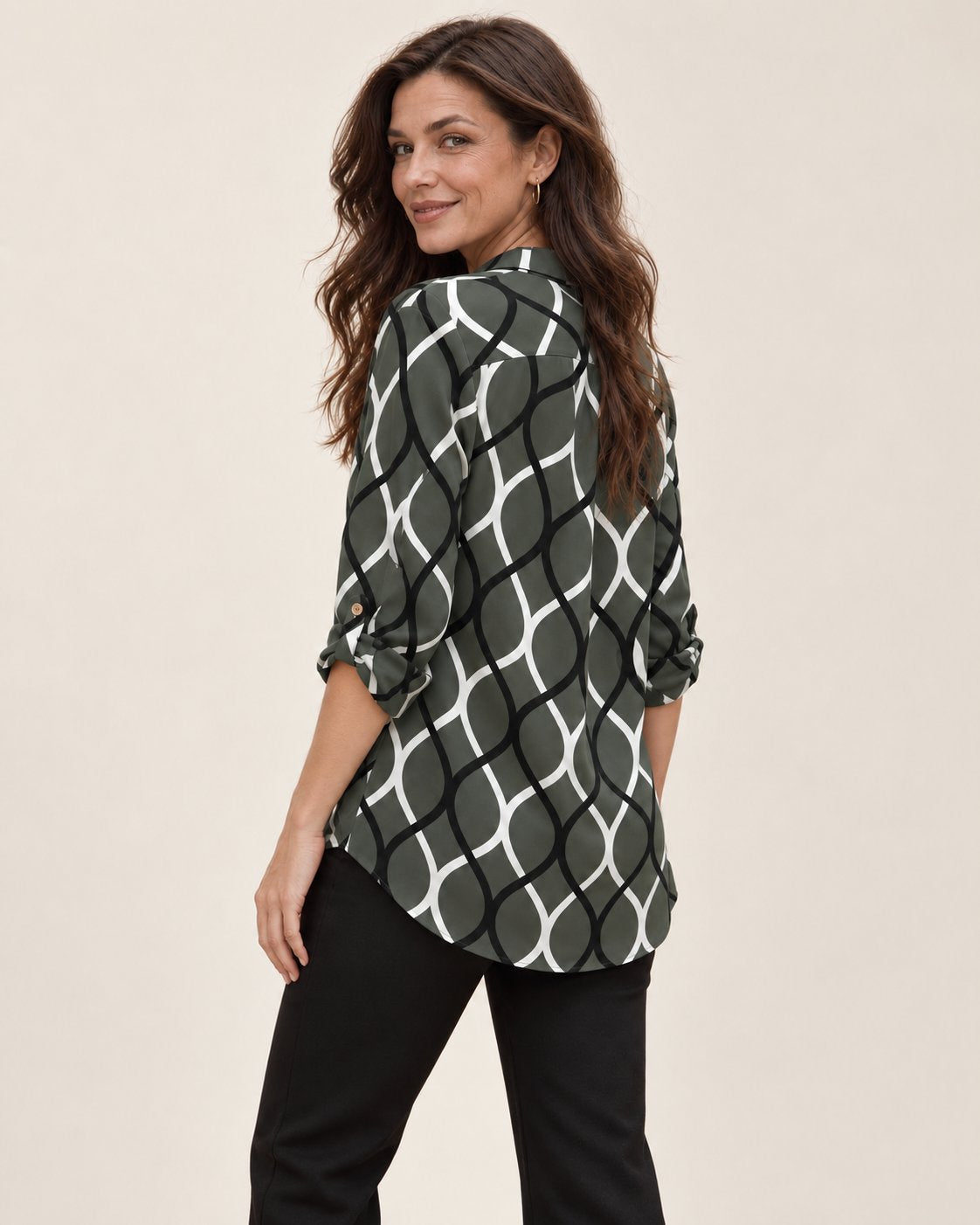 Janny | Langarmbluse mit geometrischem Muster