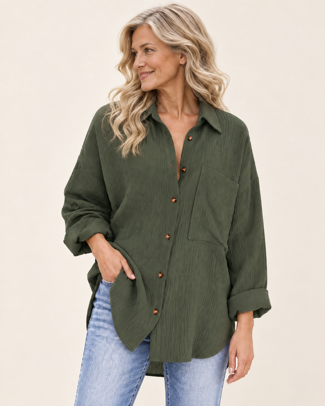 Annemarie | Weite Bluse mit Brusttasche