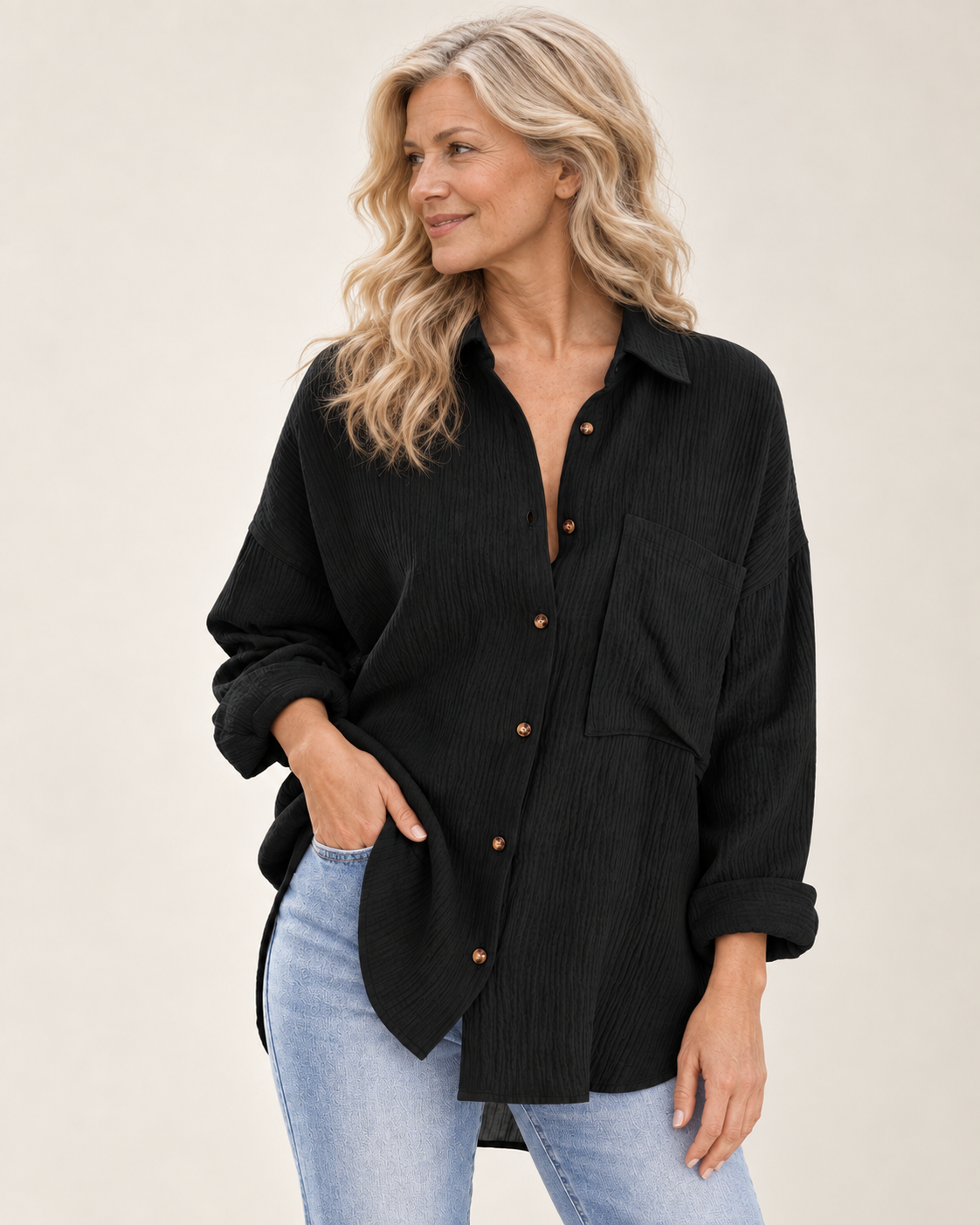 Annemarie | Weite Bluse mit Brusttasche