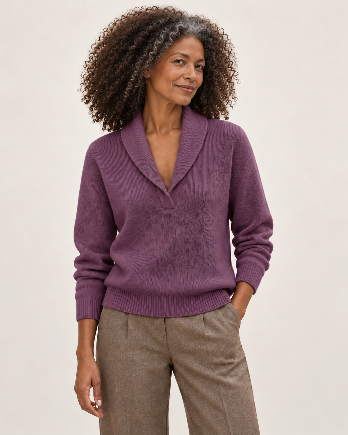 Elise | Pullover mit V-Ausschnitt und Schalkragen