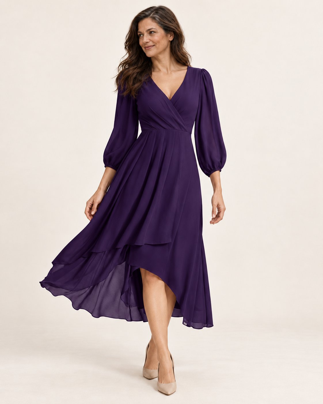 Karin | Kleid mit V-Ausschnitt und Wickeloptik – Valtor