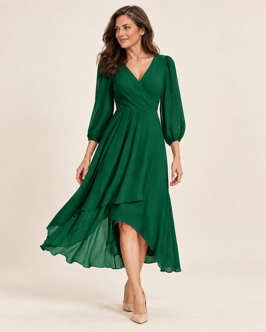 Karin | Kleid mit V-Ausschnitt und Wickeloptik – Valtor