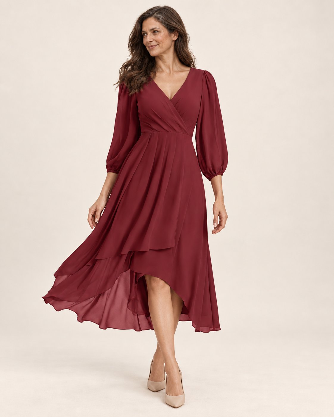 Karin | Kleid mit V-Ausschnitt und Wickeloptik – Valtor