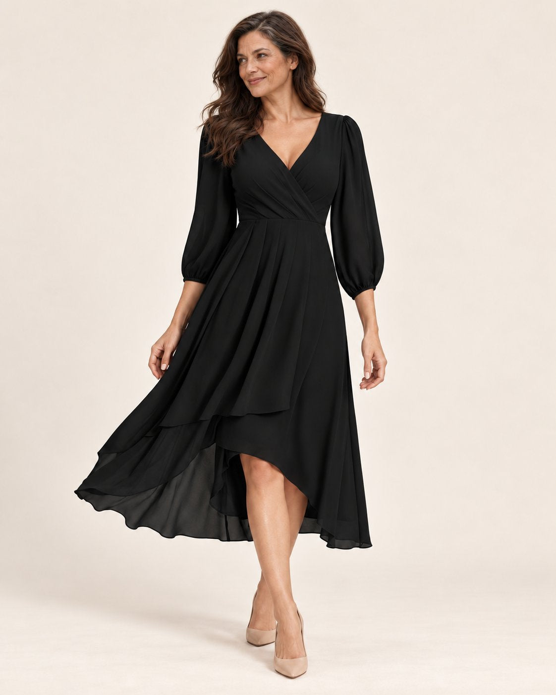 Karin | Kleid mit V-Ausschnitt und Wickeloptik – Valtor