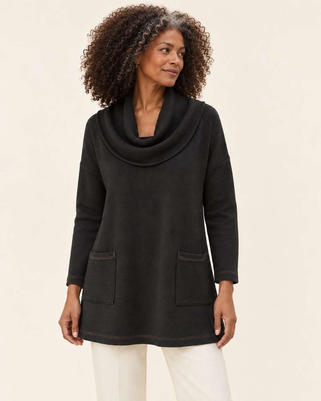 Kira | Langarmshirt mit Wasserfallkragen