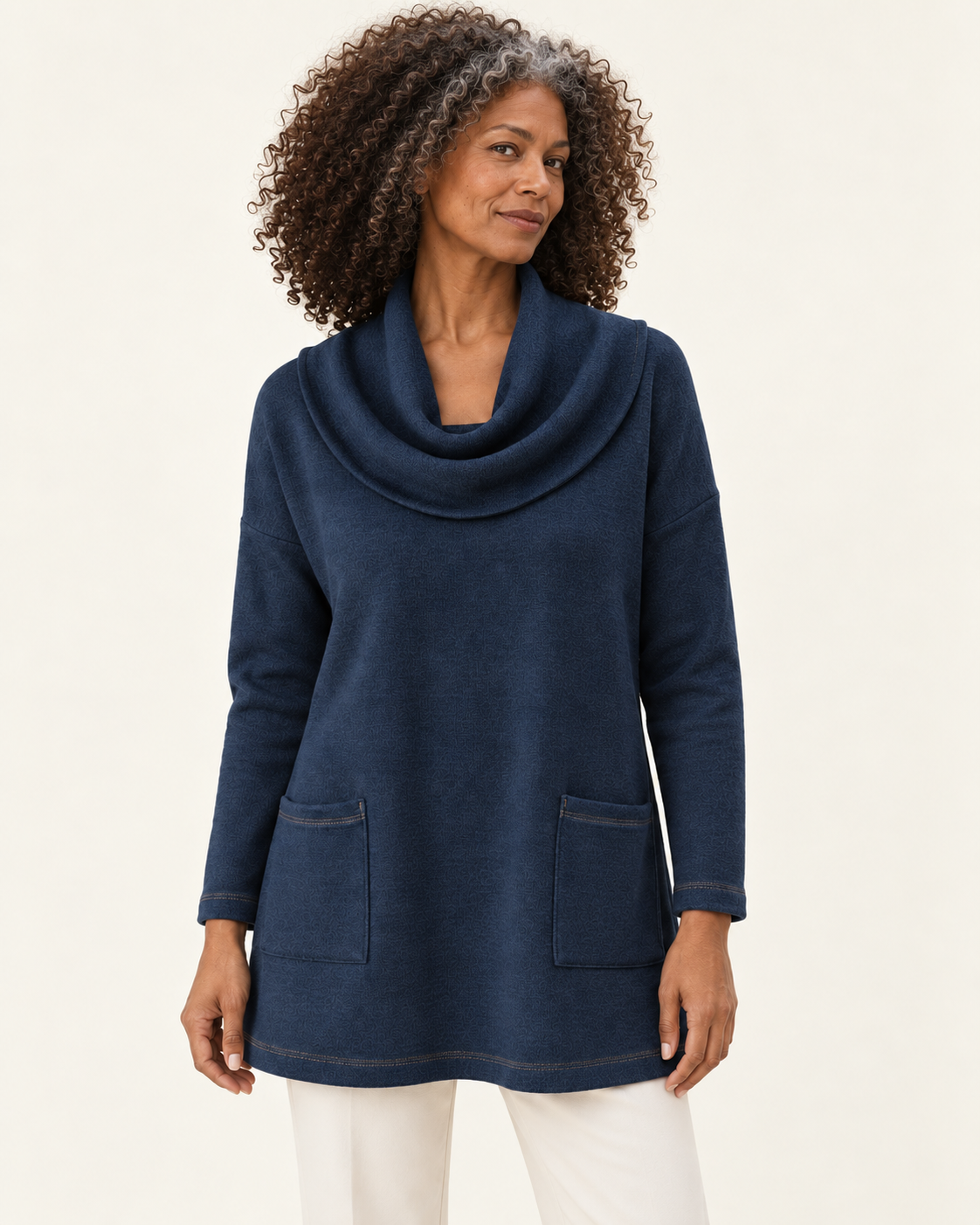 Kira | Langarmshirt mit Wasserfallkragen