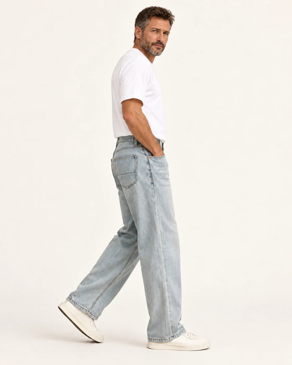 Samuel | Jeans mit weitem Bein und heller Waschung
