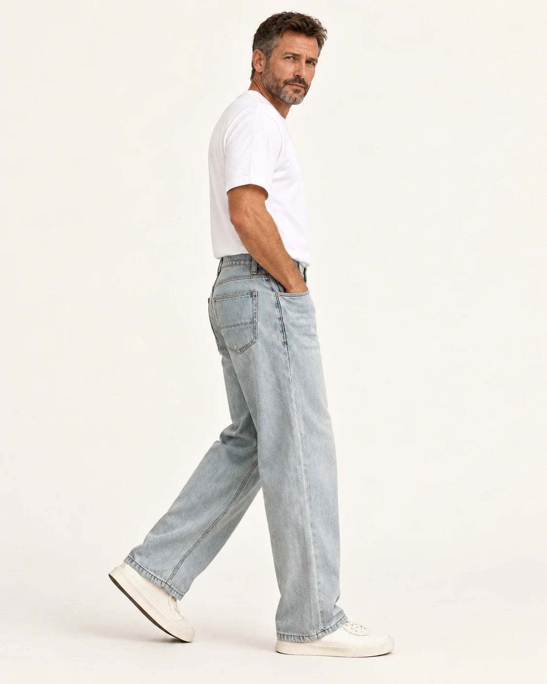 Samuel | Jeans mit weitem Bein und heller Waschung