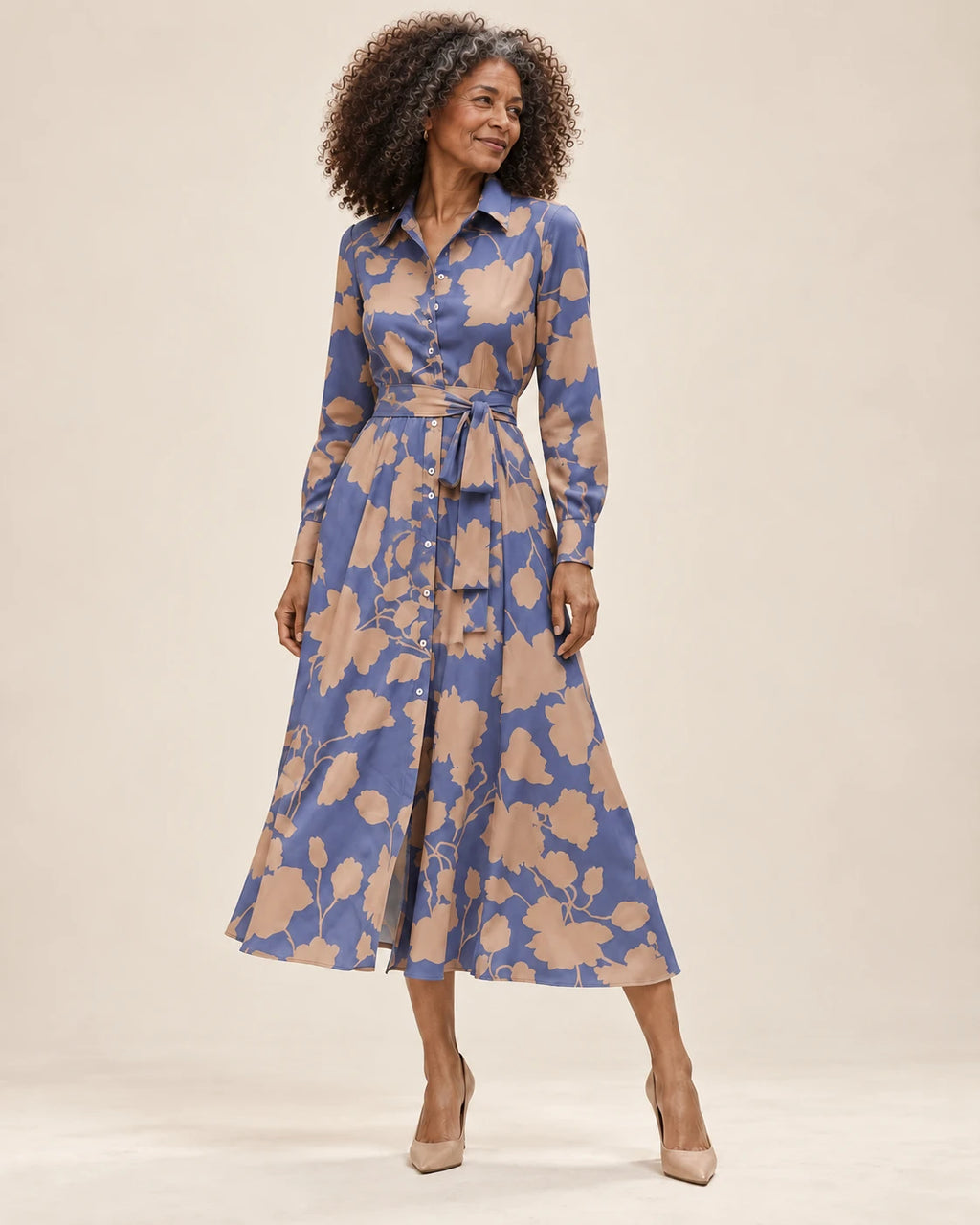 Marieke | Midikleid mit Taillengürtel – Valtor Modell F55