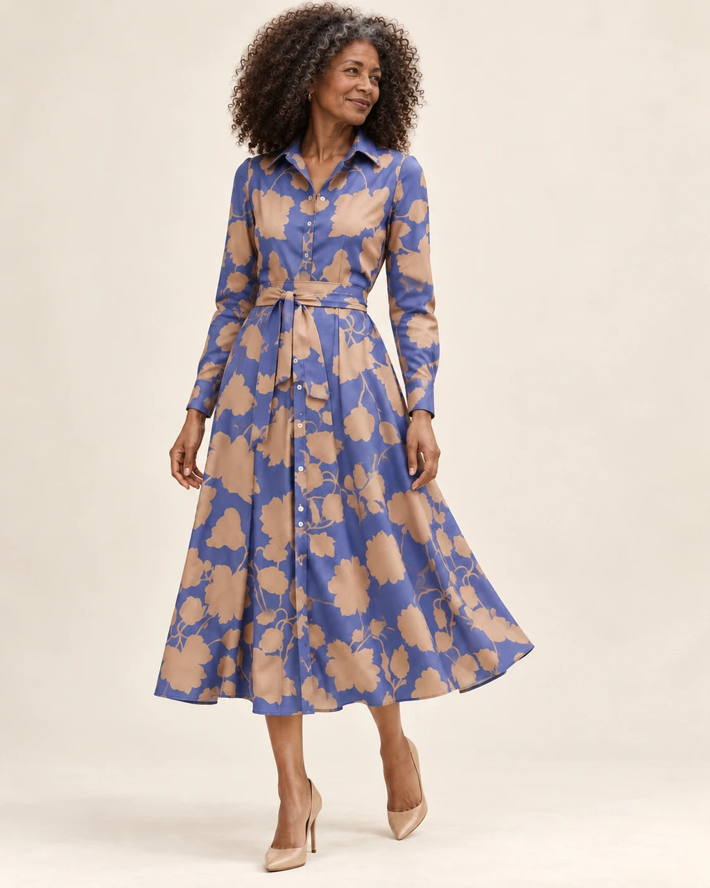 Marieke | Midikleid mit Taillengürtel – Valtor Modell F55