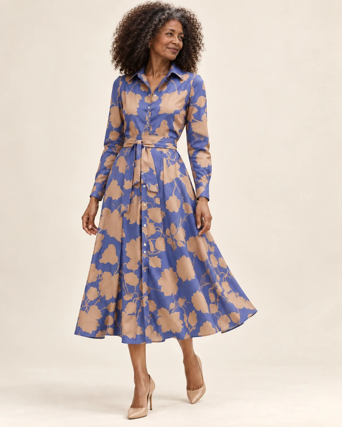 Marieke | Midikleid mit Taillengürtel – Valtor Modell F55