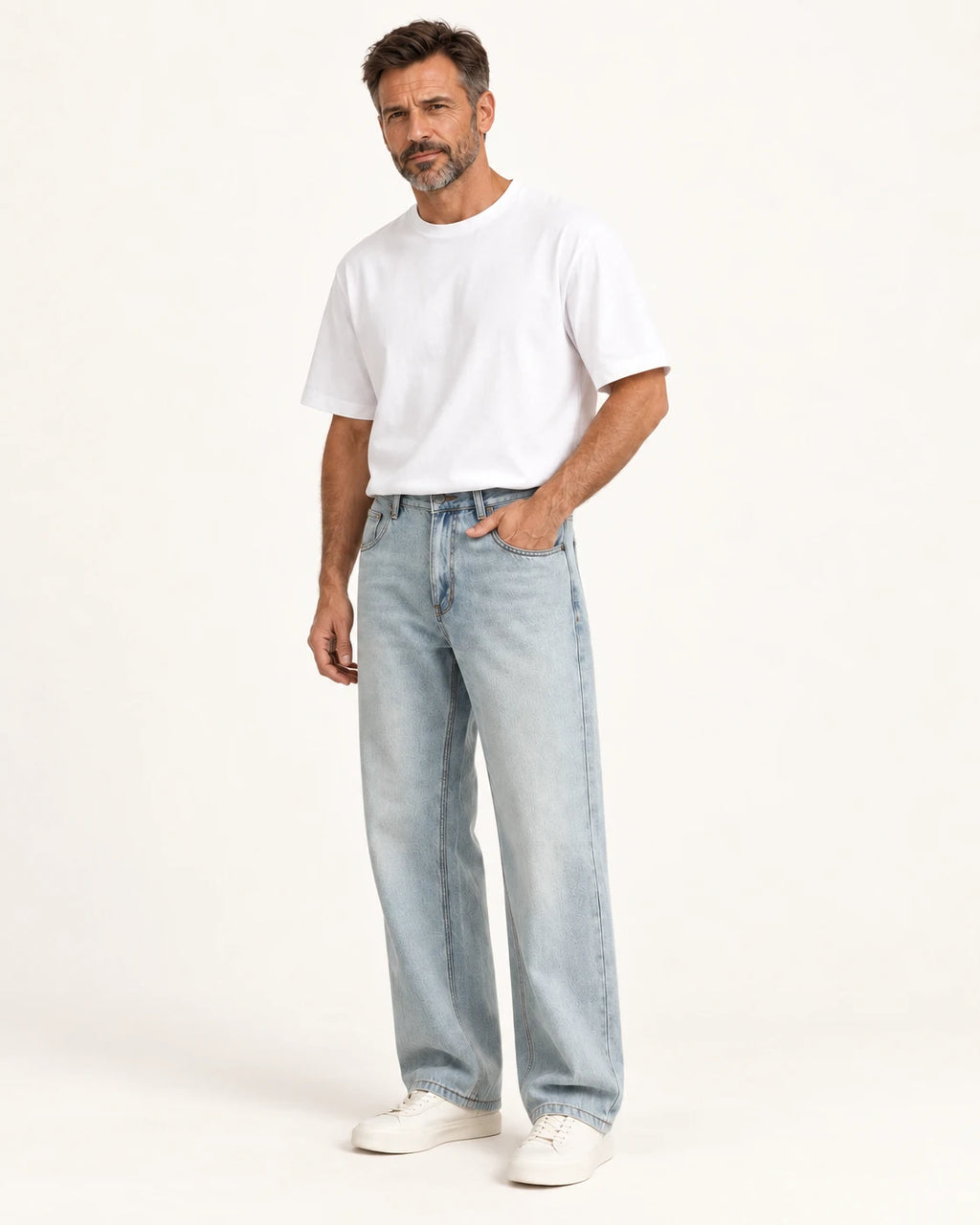 Samuel | Jeans mit weitem Bein und heller Waschung