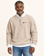 Waffelstrick-Pullover mit kurzem Reißverschluss am Valtor-Modell
