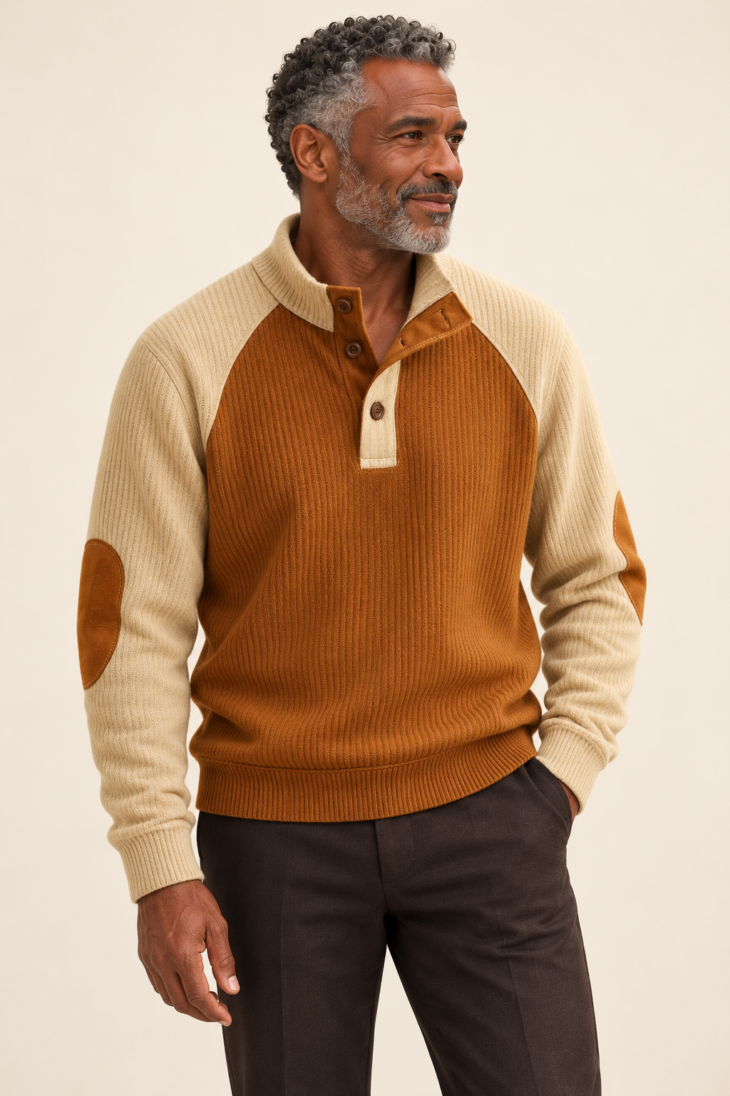 Michael | Rippstrickpullover mit Knopfkragen – Valtor