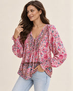 Anita | Gemusterte Bluse mit Bindedetail