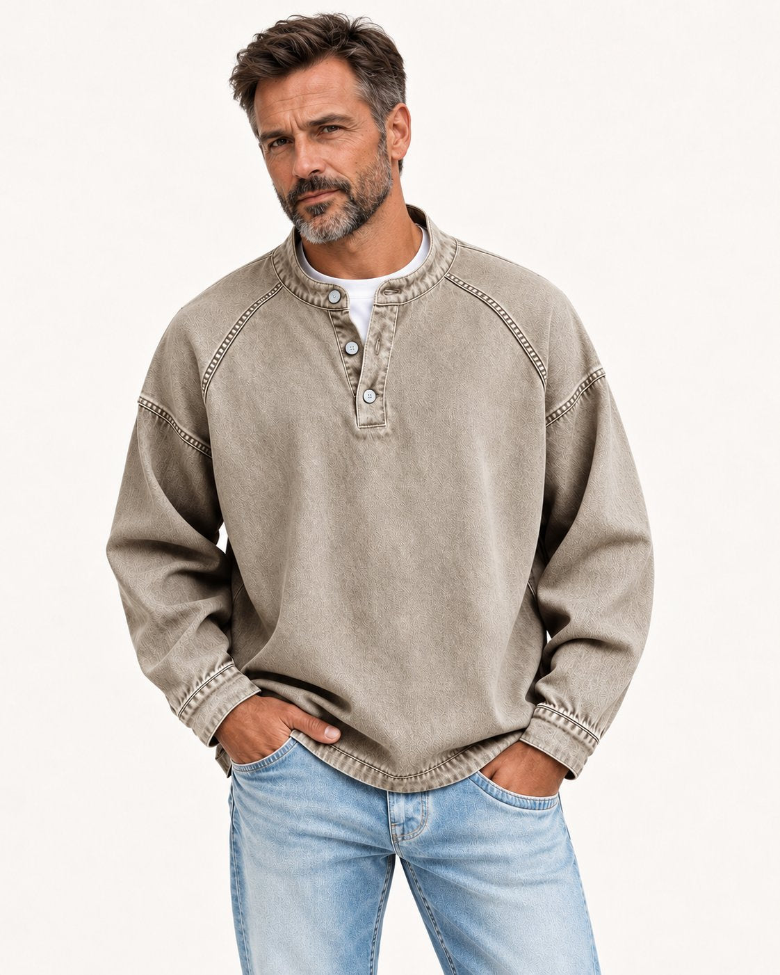 Kurt | Henleyshirt in verwaschener Optik