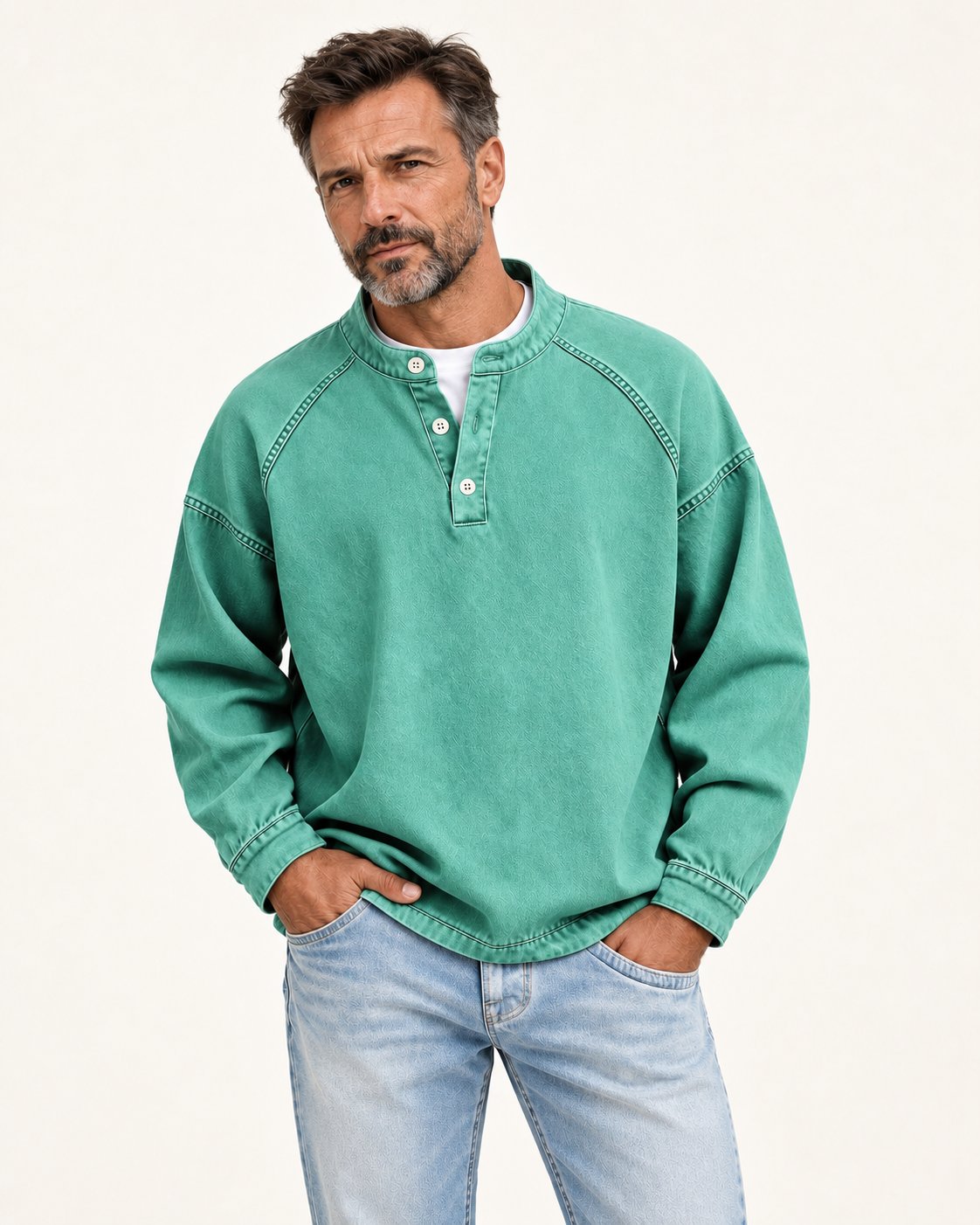 Kurt | Henleyshirt in verwaschener Optik