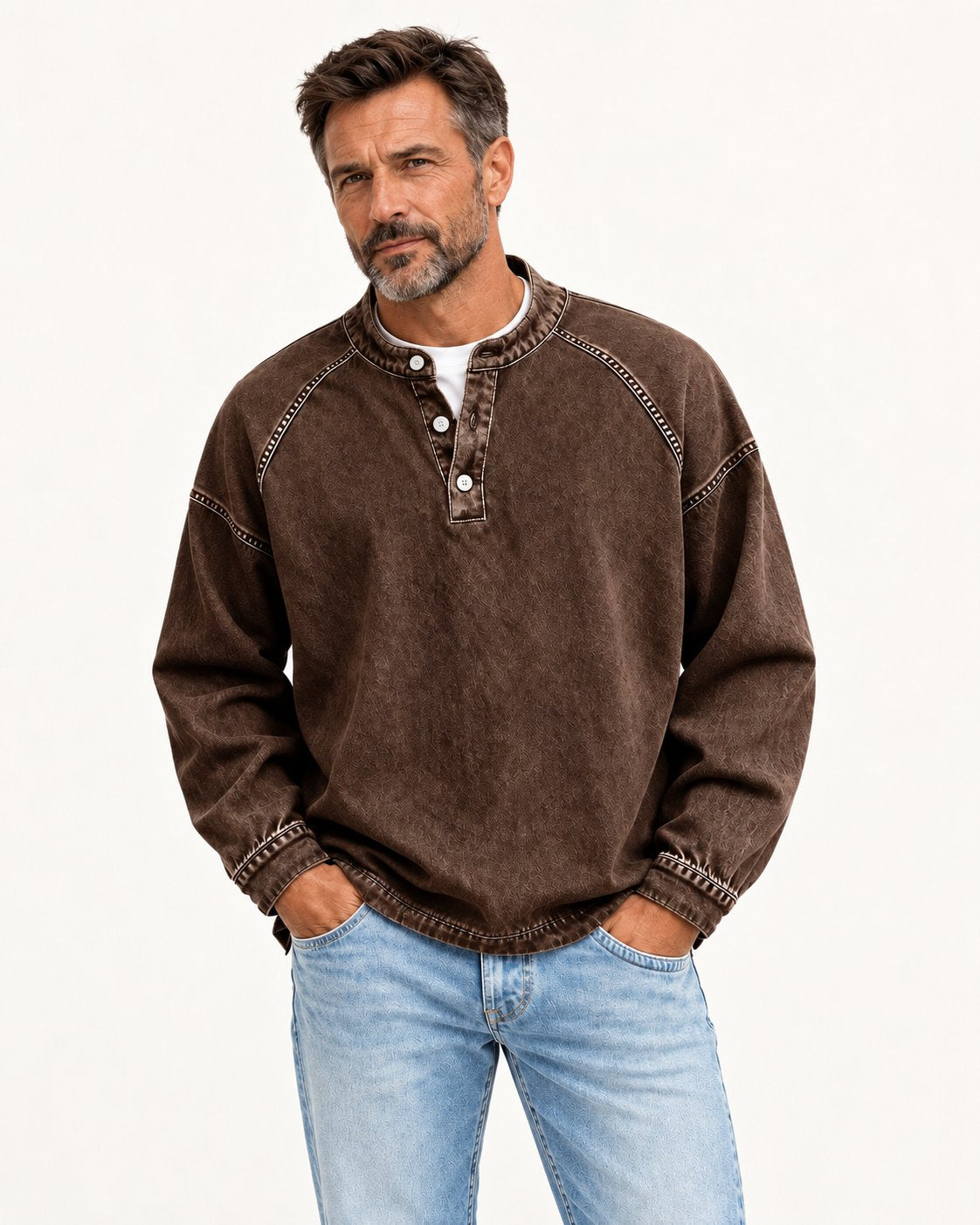 Kurt | Henleyshirt in verwaschener Optik