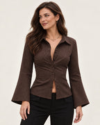 Emma | Bluse mit Knopfleiste im Retro-Stil