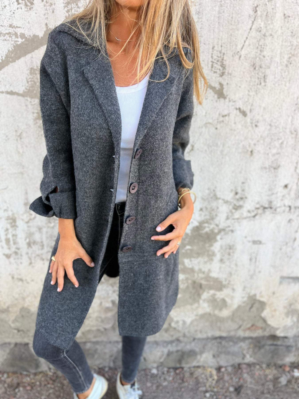 Betsy | Lange Strickjacke mit Reverskragen