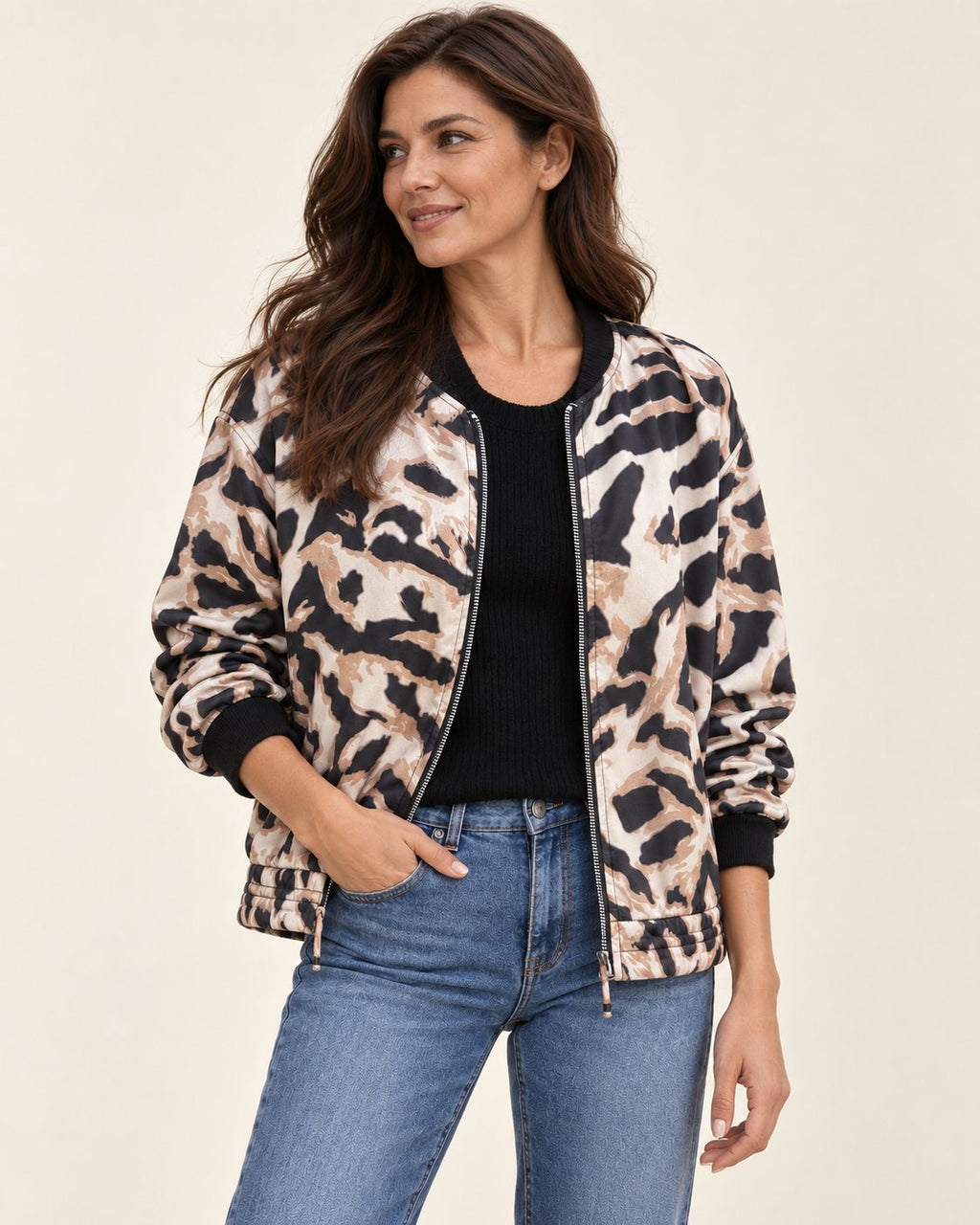 Madelon | Jacke mit Zebramuster und Reißverschluss