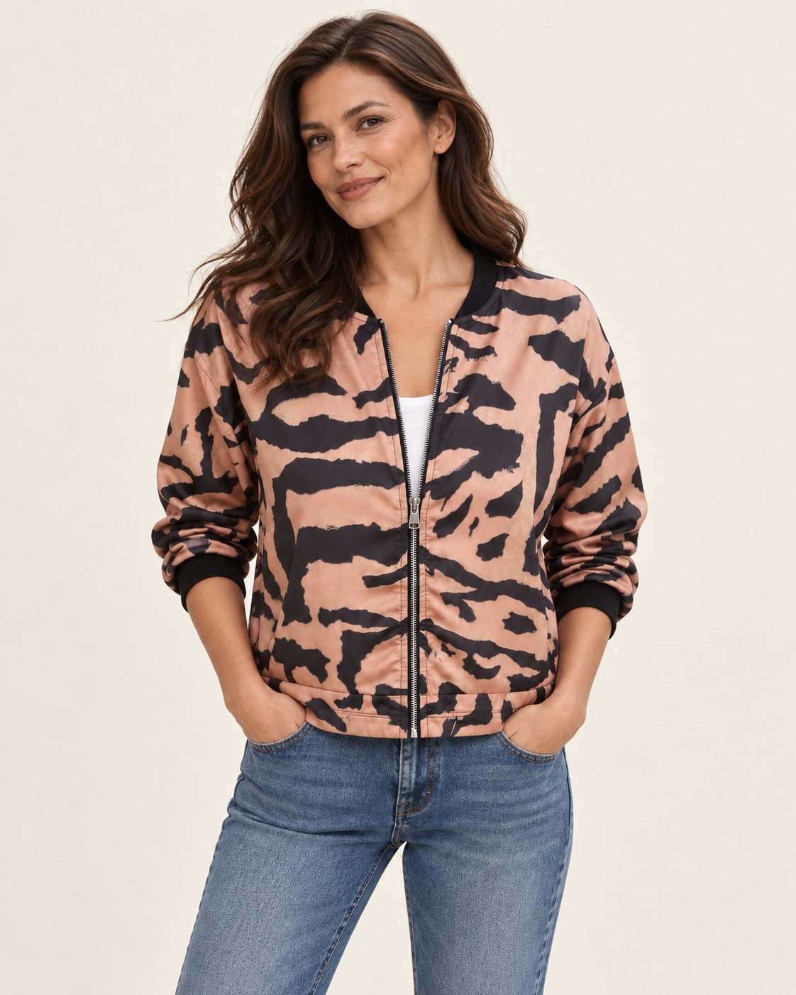Madelon | Jacke mit Zebramuster und Reißverschluss