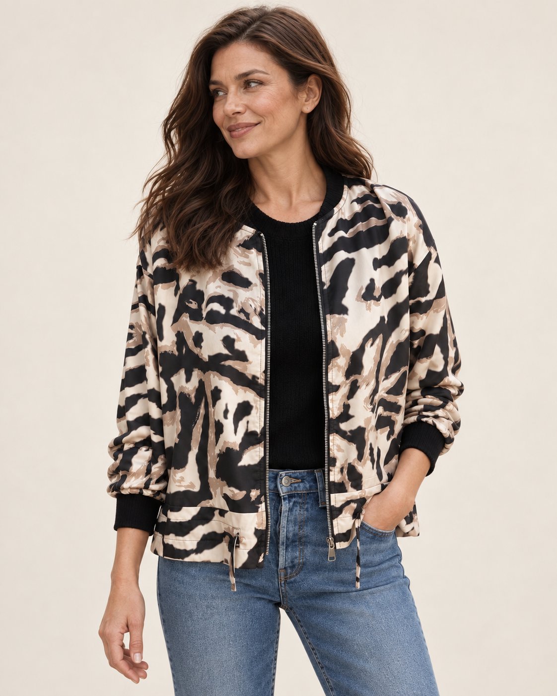 Madelon | Jacke mit Zebramuster und Reißverschluss