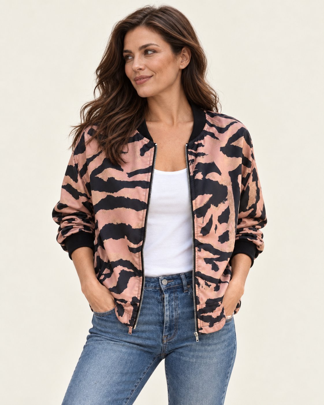 Madelon | Jacke mit Zebramuster und Reißverschluss