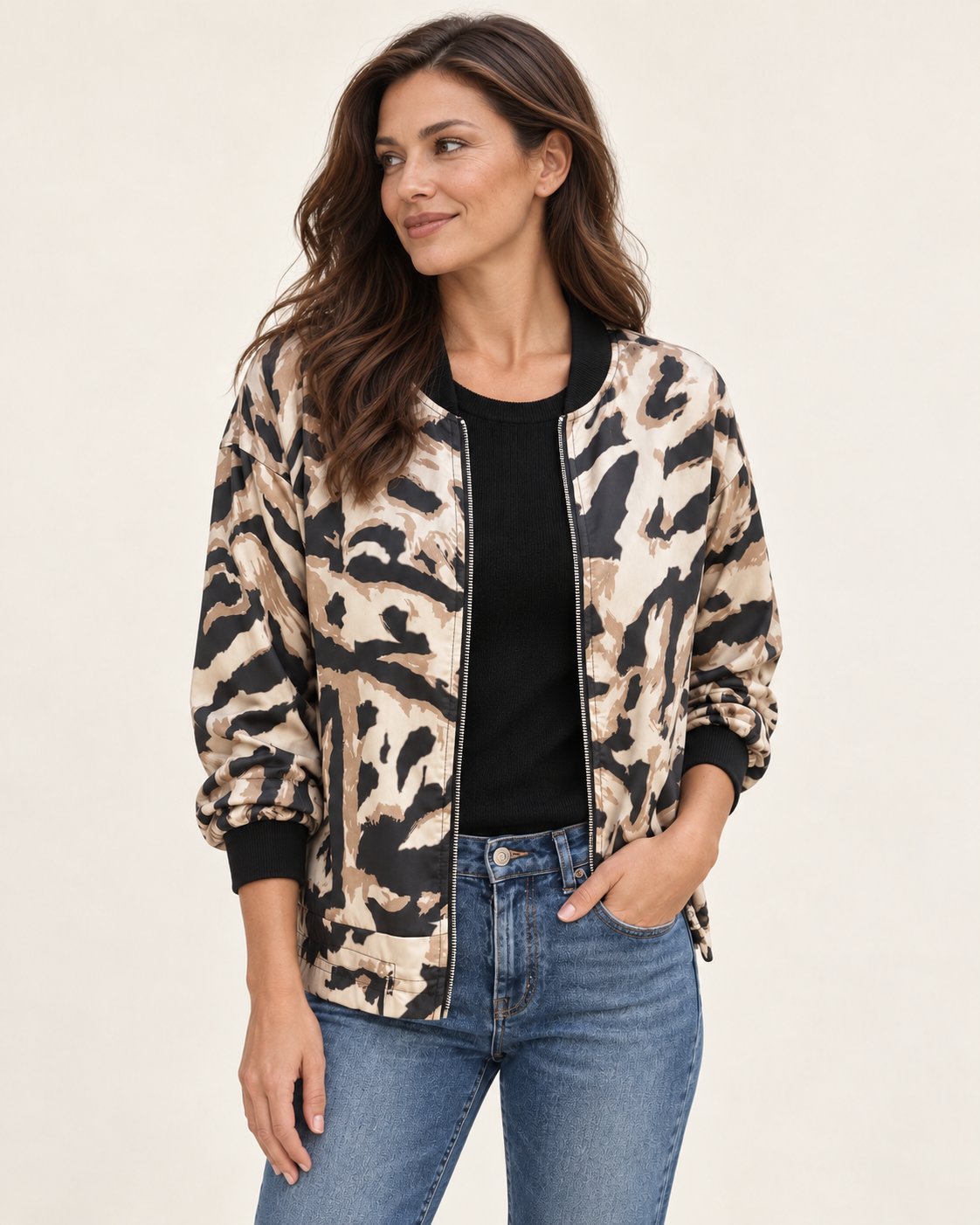 Madelon | Jacke mit Zebramuster und Reißverschluss
