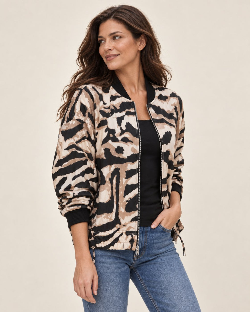 Madelon | Jacke mit Zebramuster und Reißverschluss