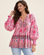 Anita | Gemusterte Bluse mit Bindedetail