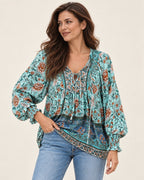 Anita | Gemusterte Bluse mit Bindedetail