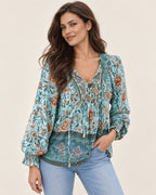 Anita | Gemusterte Bluse mit Bindedetail