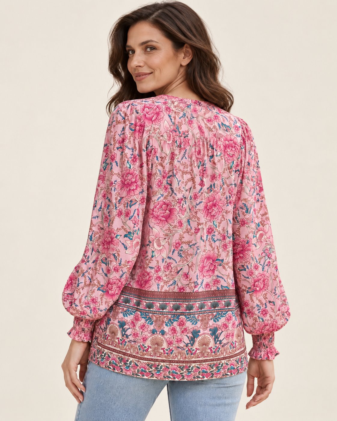 Anita | Gemusterte Bluse mit Bindedetail