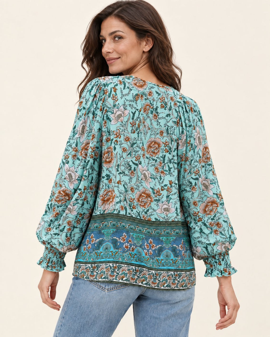 Anita | Gemusterte Bluse mit Bindedetail